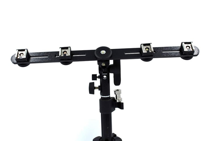 SHOPEE Branded S4 Universal Adjustable Four Flash Bracket Quad Four Hot Shoe Swivel Speedlight Stand Umbrella Holder Light Stand Bracket Mount 1/4" to 3/8'' for Studio Video DSLR Camera - Image 2