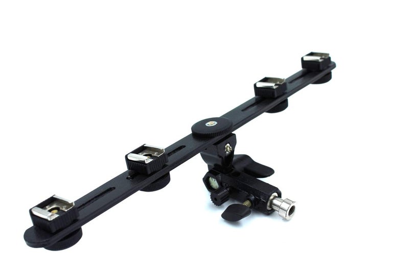 SHOPEE Branded S4 Universal Adjustable Four Flash Bracket Quad Four Hot Shoe Swivel Speedlight Stand Umbrella Holder Light Stand Bracket Mount 1/4" to 3/8'' for Studio Video DSLR Camera - Image 3