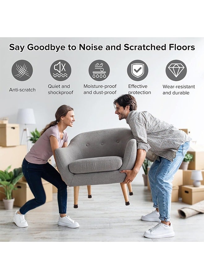 HS 24PCS Upgraded Silicone Chair Leg Floor Protectors For Hardwood Floors, Furniture Sliders For Chair Legs, Felt Bottom Furniture Pads, Anti-Slip Round And Square Cap Covers To Scratch And Reduce Noise  - Image 4