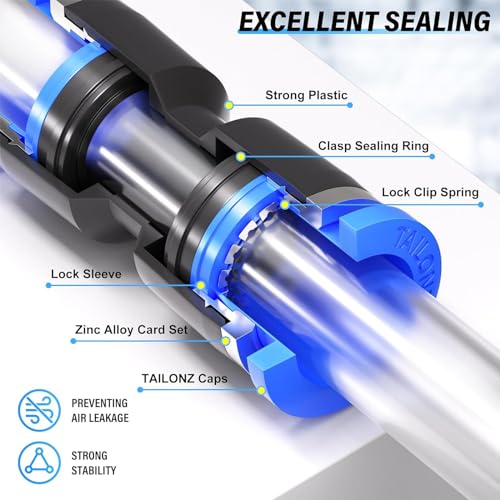 TAILONZ PNEUMATIC 5/16 inch or 8mm od Push to Connect Fittings Pneumatic Fittings Kit 10 Spliters+10 Elbows+10 tee+10 Straight (40 pcs) - Image 3