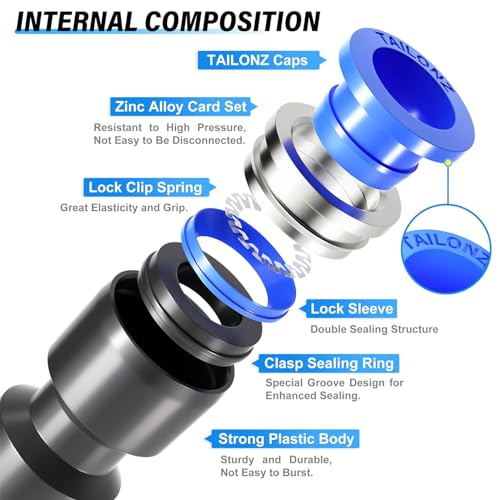 TAILONZ PNEUMATIC 5/16 inch or 8mm od Push to Connect Fittings Pneumatic Fittings Kit 10 Spliters+10 Elbows+10 tee+10 Straight (40 pcs) - Image 4