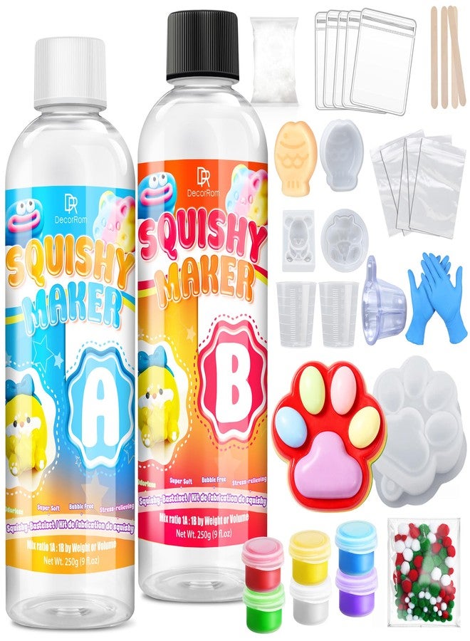 DecorRom Liquid Silicone for Taba Squishy Kit, 18oz 1:1 AB Ratio Super Soft for Squishy Maker, Squishy Making Rubber for Cat Paw & Hamster Molding with Flocking Powder, Pom Poms Decompression Craft Adult Hobby - Image 1