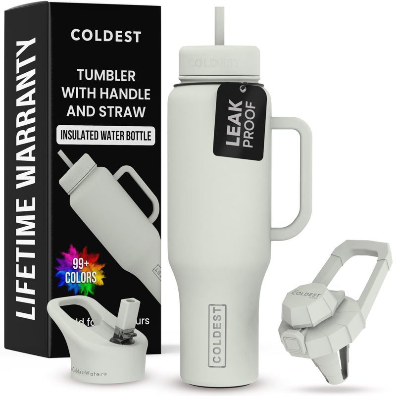 Coldest Tumbler with Handle and Straw  100 Leak Proof Insulated Tumbler with Lid and Straw 3 Lids  Stainless Steel Tumblers for Women  Men  Cup Holder Friendly Base 46 oz Margarita