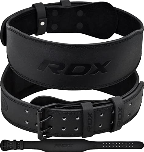 RDX Weight Lifting Belt Gym Fitness Cowhide Leather 4 6 Padded Lumbar Back Support 10 Adjustable Holes Weightlifting Powerlifting Bodybuilding Deadlift Squat Workout Strength Training Men Women - Image 1