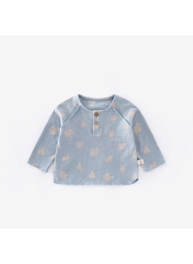 Children's Cartoon Base Shirt With Full Print Of Little Dogs, Autumn Boys' T-shirt, Korean Style Trendy Top For Babies