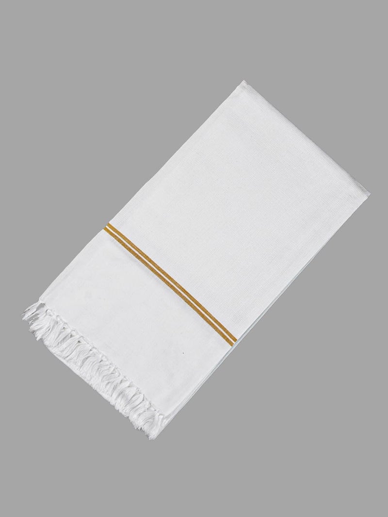 RAMRAJ COTTON رامراج مجموعة من 3 مناشف استحمام قطنية فاخرة بيضاء مع حافة صغيرة (أبيض; OS) - Image 3