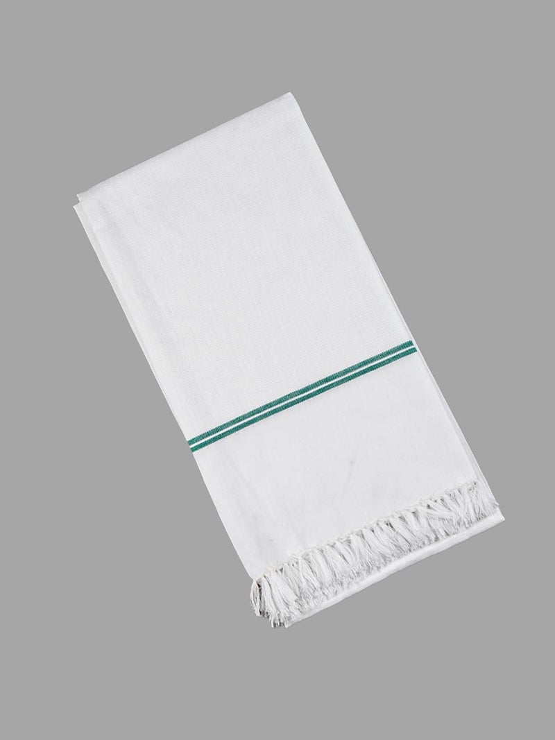 RAMRAJ COTTON رامراج مجموعة من 3 مناشف استحمام قطنية فاخرة بيضاء مع حافة صغيرة (أبيض; OS) - Image 2