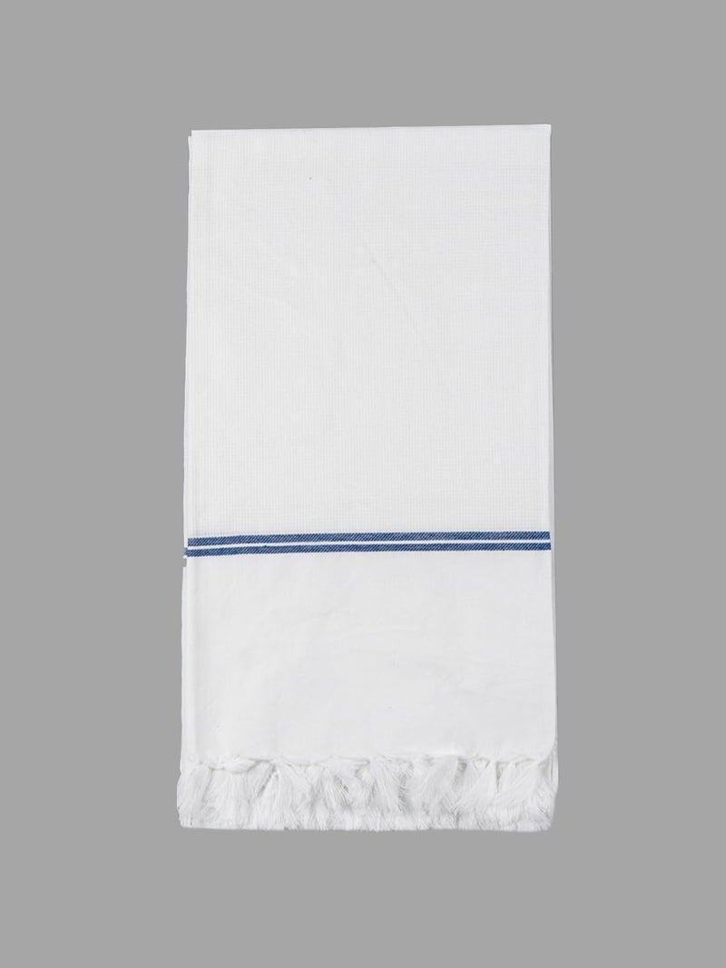 RAMRAJ COTTON رامراج مجموعة من 3 مناشف استحمام قطنية فاخرة بيضاء مع حافة صغيرة (أبيض; OS) - Image 4