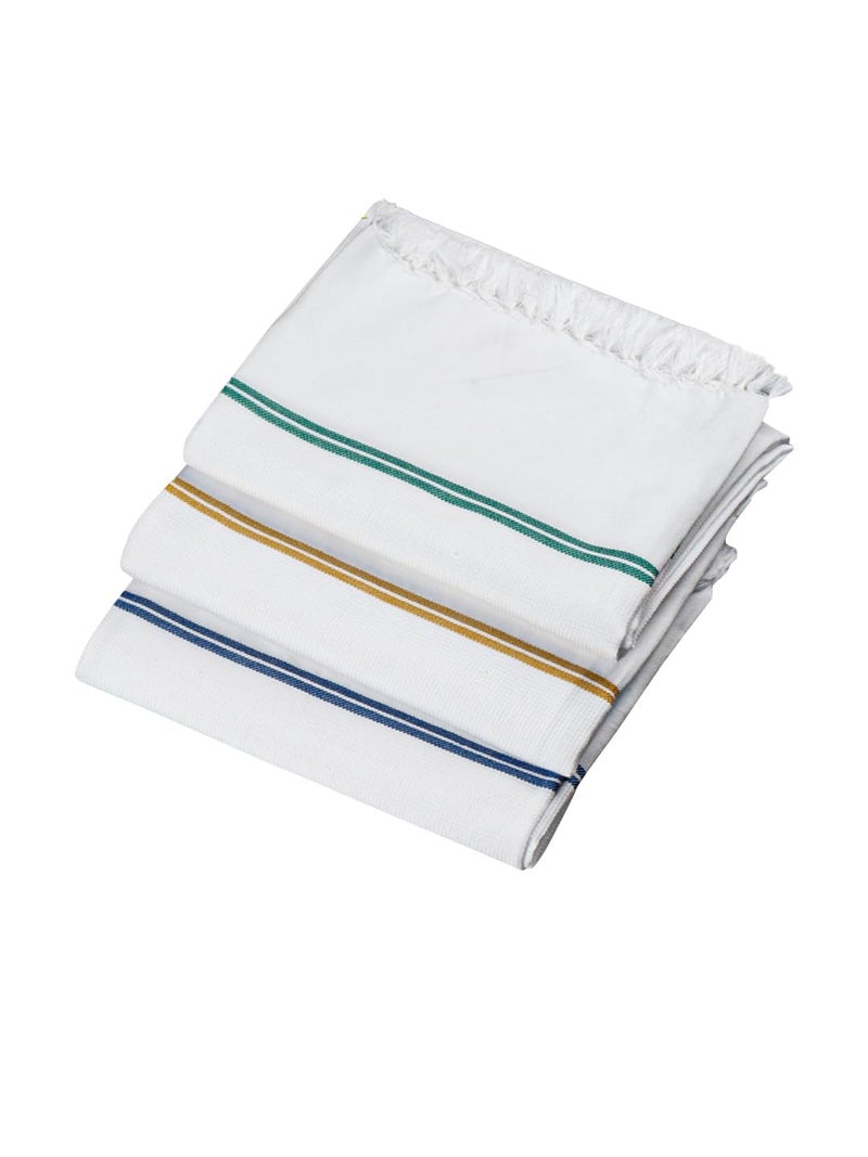 RAMRAJ COTTON رامراج مجموعة من 3 مناشف استحمام قطنية فاخرة بيضاء مع حافة صغيرة (أبيض; OS) - Image 1