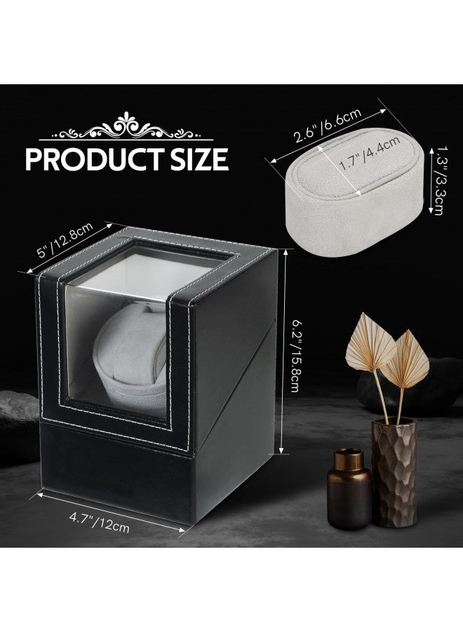 MYFULLY Automatic Single Watch Winder in Black Leather with Quiet Motor Watch Display Case Storage Box Fits Lady and Man Automatic Watch, AC Adapter or Battery Powered - Image 2