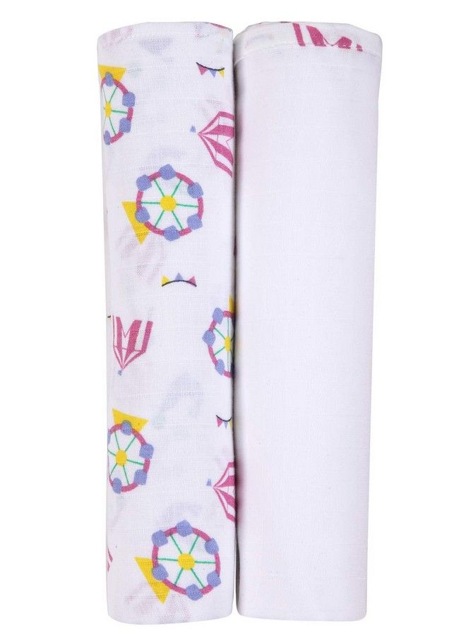 My Milestones 100% Cotton 3 In 1 Muslin Double Cloth (2 Layers) Baby Swaddle Wrapper Pack Of 2 Carnival Rose Pink - Image 2