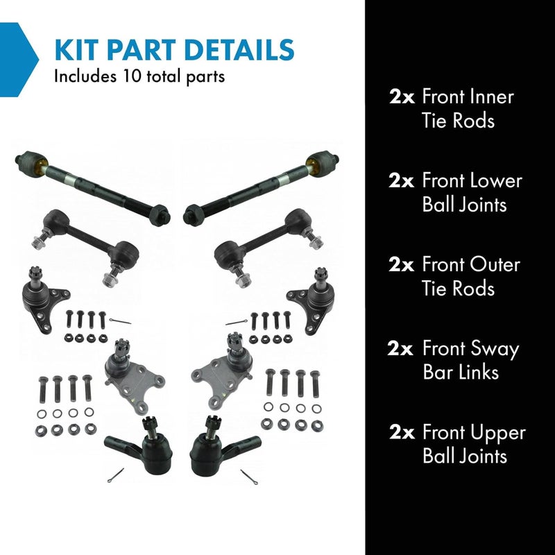 TRQ Front Steering & Suspension Kit Ball Joint Sway Bar Stabilizer Link Tie Rod Compatible with 2006-2012 Chevrolet Colorado GMC Canyon 2007-2008 Isuzu i-290 - Image 2