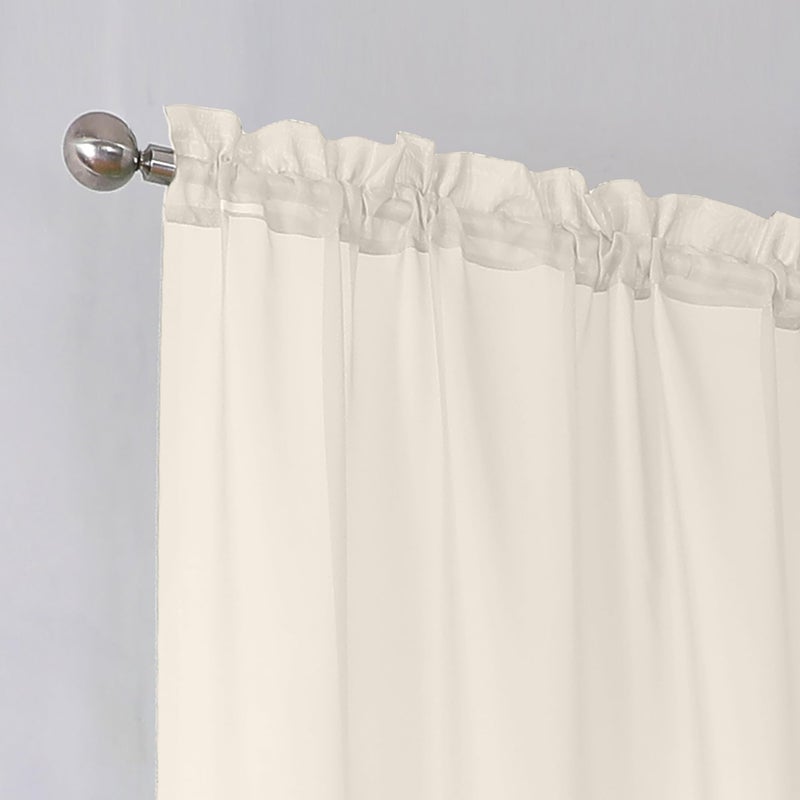 Simplebrand Cream Sheer Curtains 63 Inch Length 2 Panels, Rod Pocket Solid Color Window Sheer Curtain Panels, Elegant Curtains & Drapes for Living Room, Bedroom 2 Panels (Cream, 42" W x 63" L) - Image 5