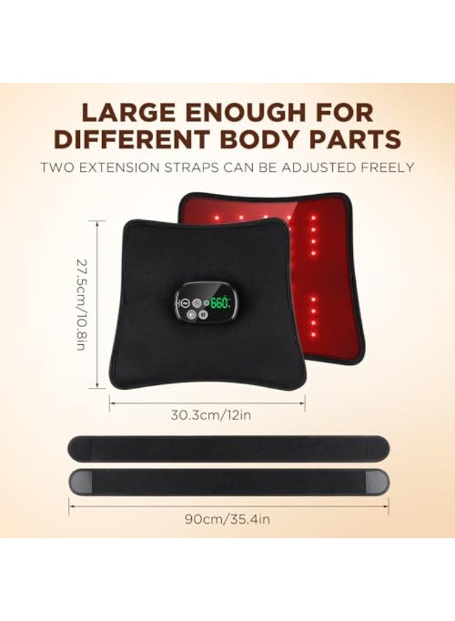 WALALLA Wireless Red Light Therapy Massager Pad - 660nm & 850nm Infrared with 46 Beads, 3 Vibration & Timer Modes, Portable Pain Relief for Muscle & Inflammation (5000mAh, Black) - Image 3