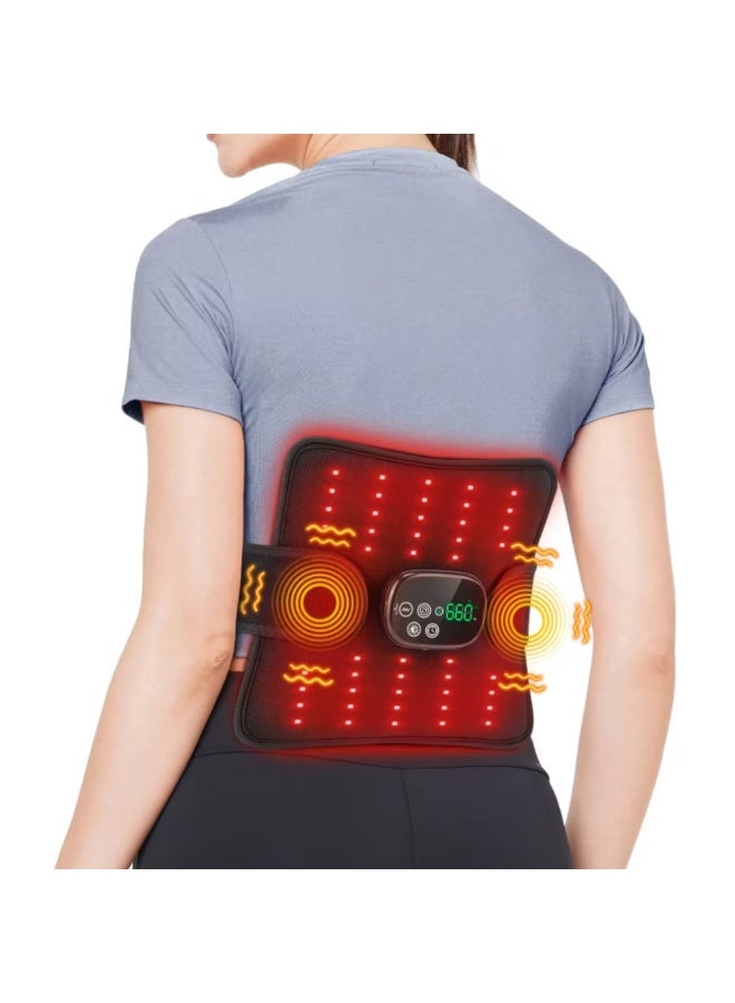 WALALLA Wireless Red Light Therapy Massager Pad - 660nm & 850nm Infrared with 46 Beads, 3 Vibration & Timer Modes, Portable Pain Relief for Muscle & Inflammation (5000mAh, Black) - Image 1