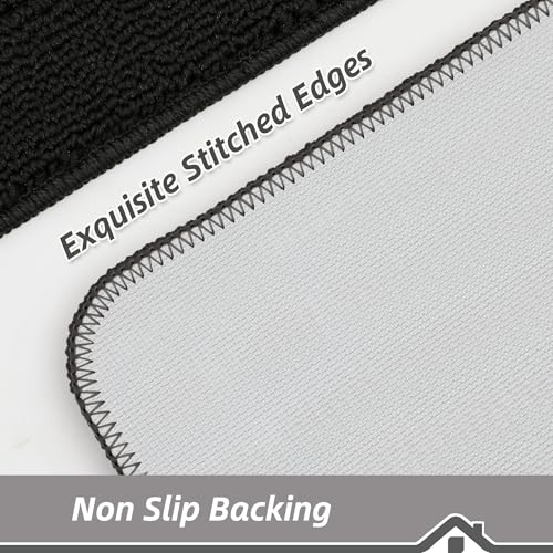 BEQHAUSE 30x18 Inch Kitchen Rug Mat Durable Kitchen Rugs Non-Slip Washable Absorbent Kitchen Mats for Floor Dirt-Resistant Semicircular Kitchen Mat (Black) - Image 3