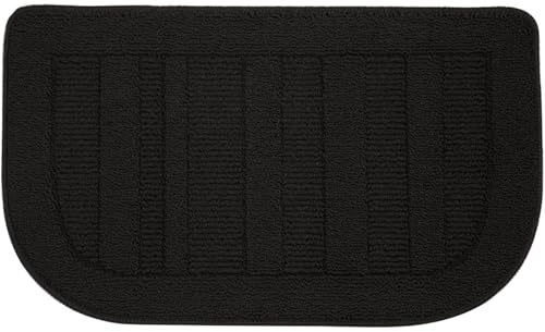 BEQHAUSE 30x18 Inch Kitchen Rug Mat Durable Kitchen Rugs Non-Slip Washable Absorbent Kitchen Mats for Floor Dirt-Resistant Semicircular Kitchen Mat (Black) - Image 1