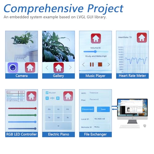 Freenove Development Kit for ESP32-S3 ESP32 S3 CAM (Included), Dual-core 32-bit 240 MHz Microcontroller, Onboard Camera Wireless, Touch Screen Stereo Speakers Heart Rate Sensor, Tutorial Code - Image 4