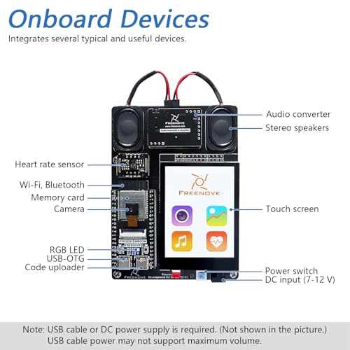 Freenove Development Kit for ESP32-S3 ESP32 S3 CAM (Included), Dual-core 32-bit 240 MHz Microcontroller, Onboard Camera Wireless, Touch Screen Stereo Speakers Heart Rate Sensor, Tutorial Code - Image 3