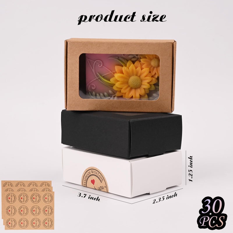 Moukiween 30 PCS Multicolour Soap Boxes for Homemade Soapï¼Œ3.54 X 2.36 X 1.18 Inch Soap Packaging Gift boxes with Window, Small Rectangular Soap Wrapping Boxes (Multicolour) - Image 2