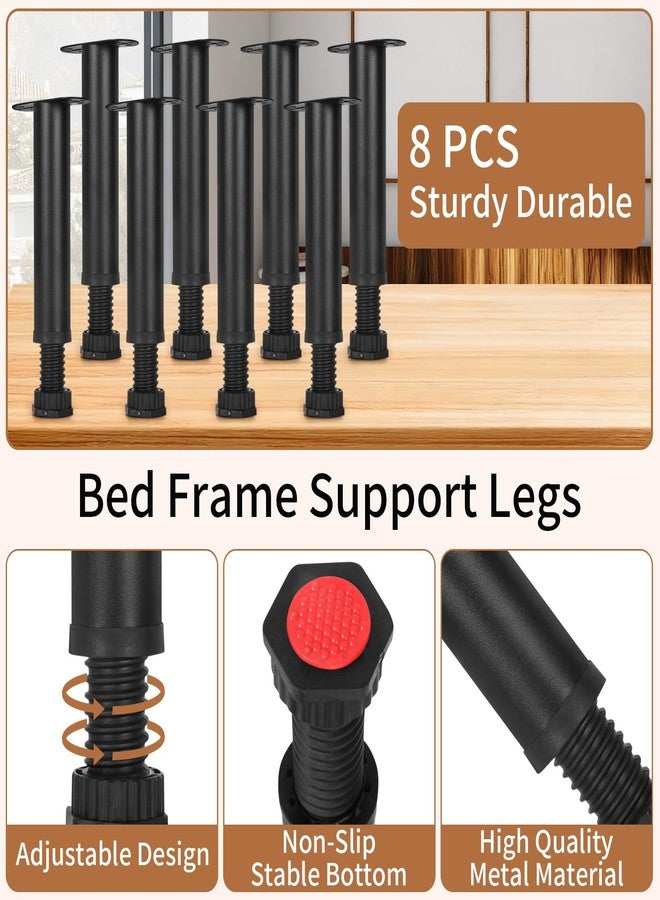 Storify 8Pcs Metal Adjustable Height Bed Support Legs for Bed Frame Metal Adjustable Furniture Legs for Sofa/Cabinet/Couch/Dresser/Table,Heavy Furniture Replacement Legs 7.8-14.1 inch - Image 3