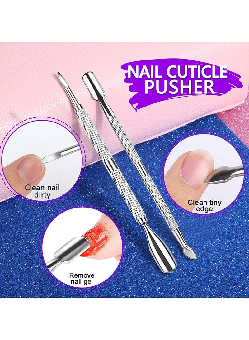 FYLX Nail File and Buffer 3 Double Sided Nail File Rectangular Nail Buffer Buffer Block Sponge Polished Nail Brush Come with Cuticle Nipper and Pusher Purple) - Image 3