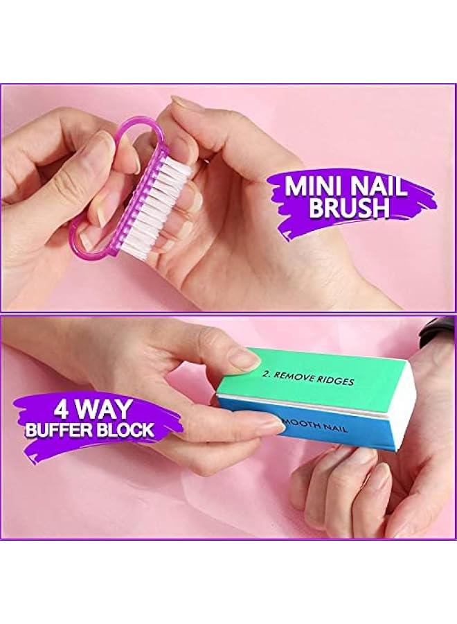 FYLX Nail File and Buffer 3 Double Sided Nail File Rectangular Nail Buffer Buffer Block Sponge Polished Nail Brush Come with Cuticle Nipper and Pusher Purple) - Image 4