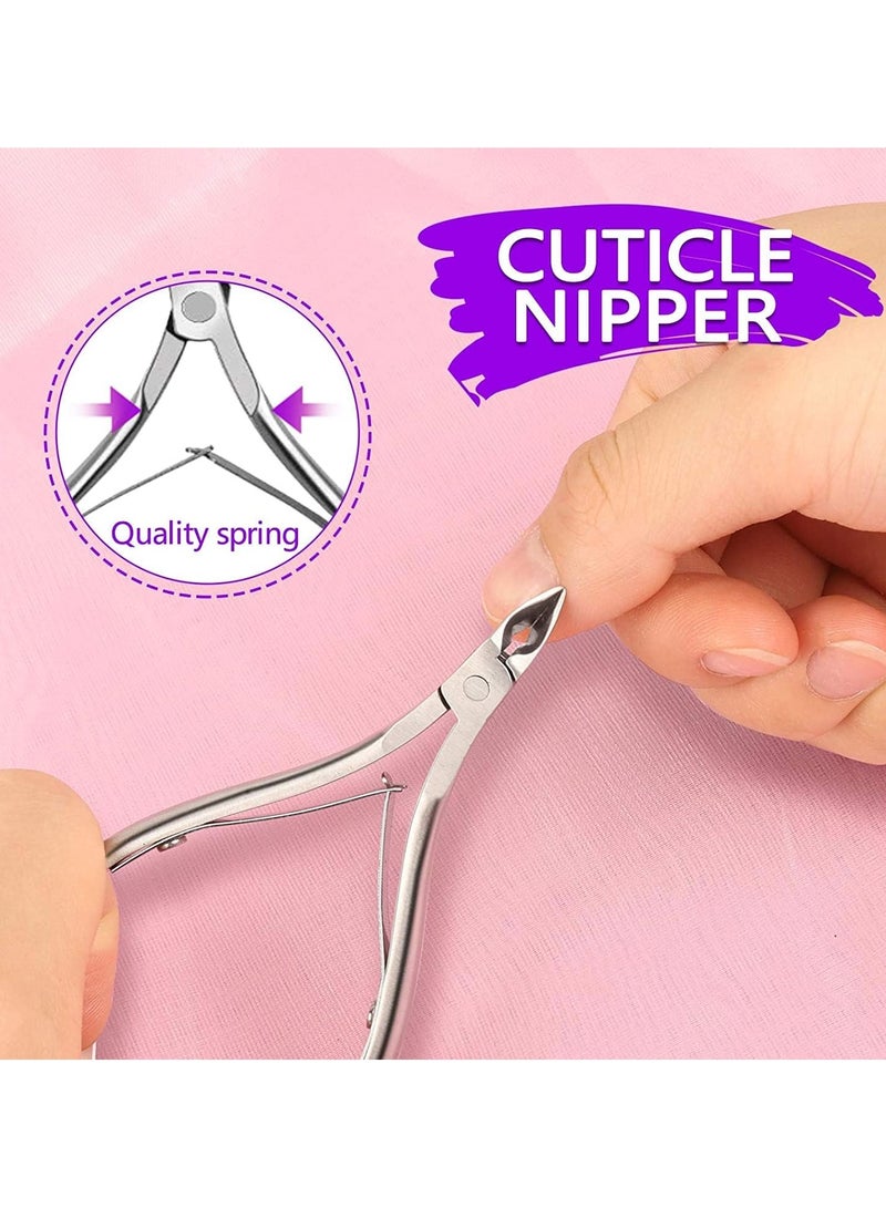 FYLX Nail File and Buffer 3 Double Sided Nail File Rectangular Nail Buffer Buffer Block Sponge Polished Nail Brush Come with Cuticle Nipper and Pusher Purple) - Image 5