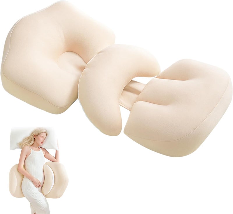 SEEDNUR Maternity Pillow for Side Sleeper DoubleSided Pregnancy Pillow Detachable and Adjustable Body Pillow Support for Back Belly Waist Machine Washable Suitable for All Seasons Yellow - Image 1