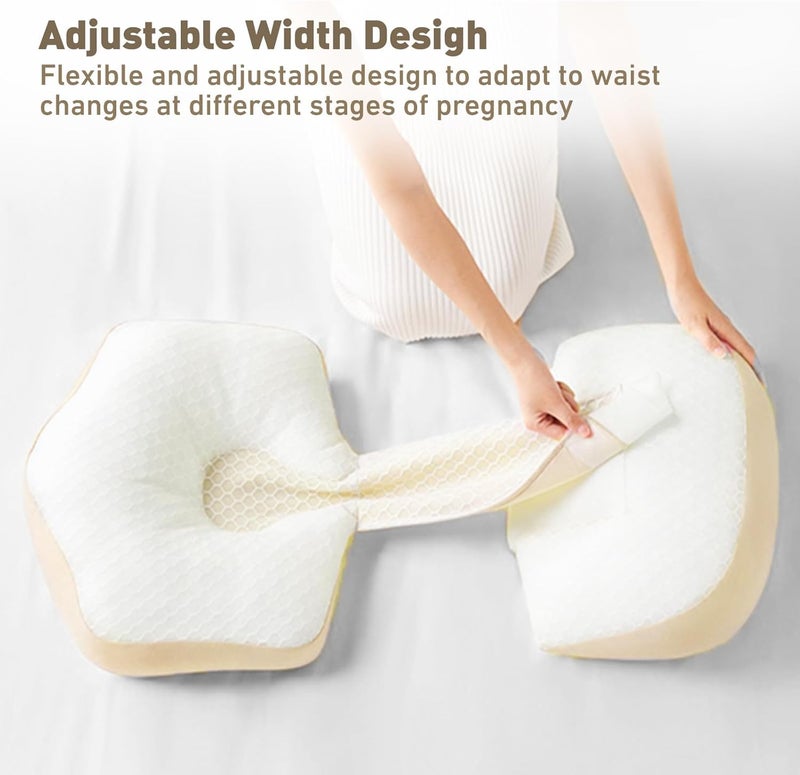 SEEDNUR Maternity Pillow for Side Sleeper DoubleSided Pregnancy Pillow Detachable and Adjustable Body Pillow Support for Back Belly Waist Machine Washable Suitable for All Seasons Yellow - Image 4