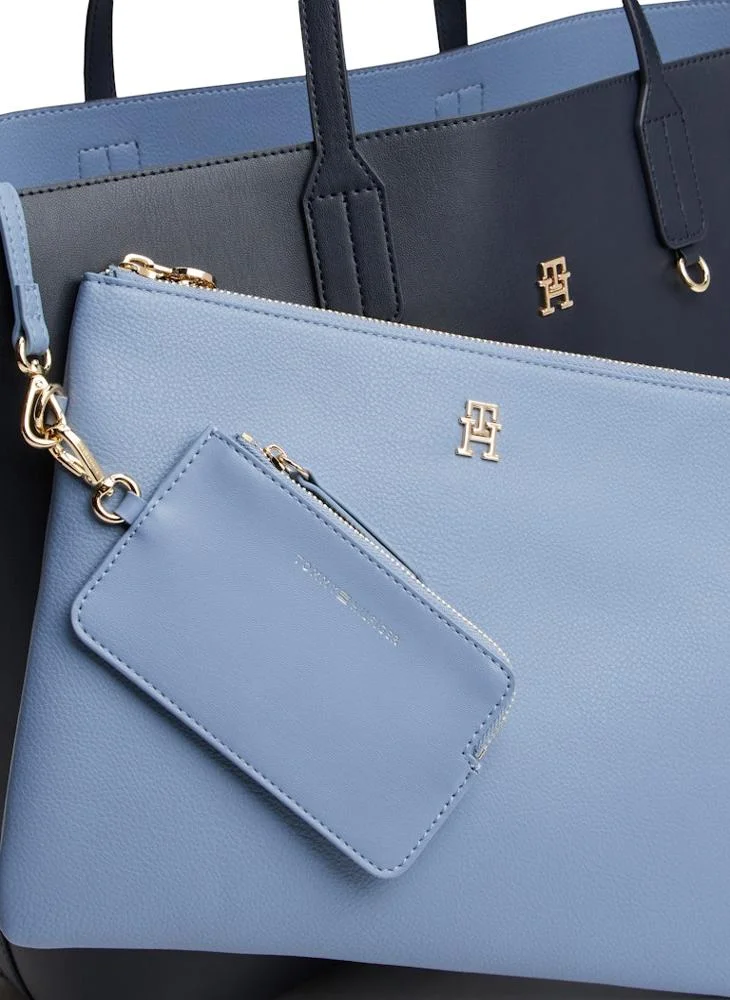 تومي هيلفيغر حقيبة توت بلوحة شعار تومي هيلفيجر