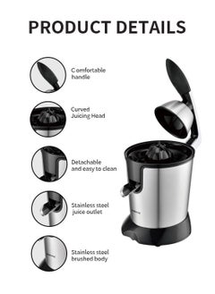 sokany Electric Citrus Juicer 350W Stainless Steel Orange Juicer Freshly Pressed Fruit for Squeezes Oranges Lemons Lime Juices JE-651E Black  - Image 2