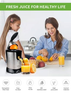 sokany Electric Citrus Juicer 350W Stainless Steel Orange Juicer Freshly Pressed Fruit for Squeezes Oranges Lemons Lime Juices JE-651E Black  - Image 4