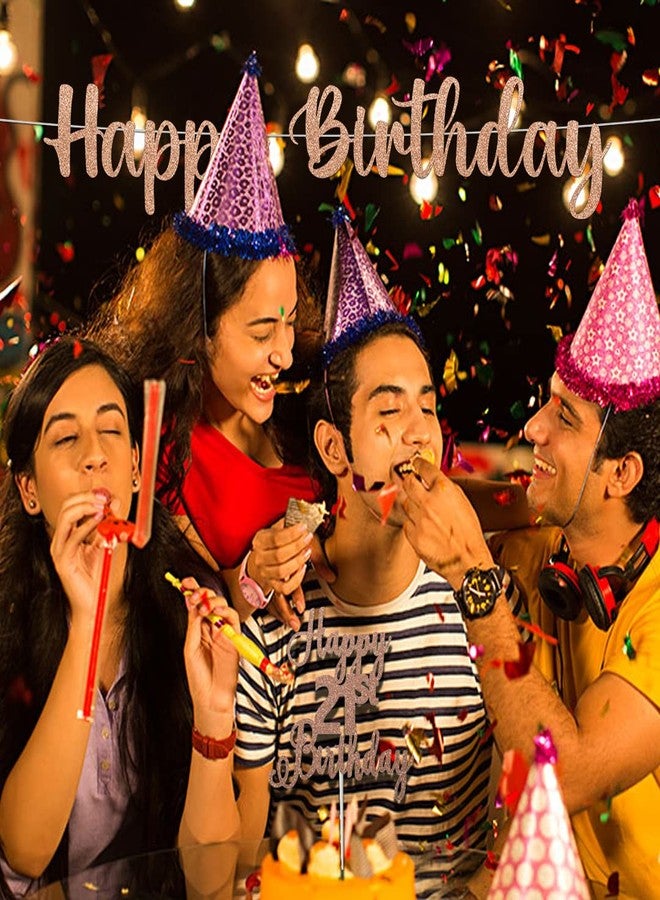 Festiko®Glitter Rose Gold Happy 21st Birthday-Decoration for Birthday/Anniversary Party Supplies (Banner) - Image 5