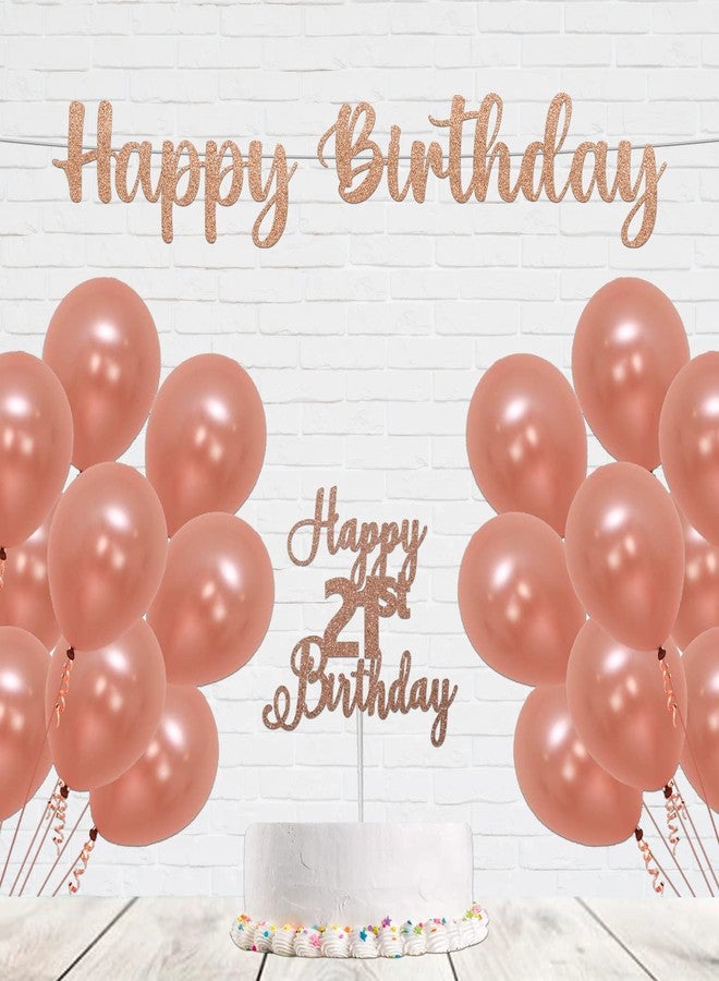 Festiko®Glitter Rose Gold Happy 21st Birthday-Decoration for Birthday/Anniversary Party Supplies (Banner) - Image 4