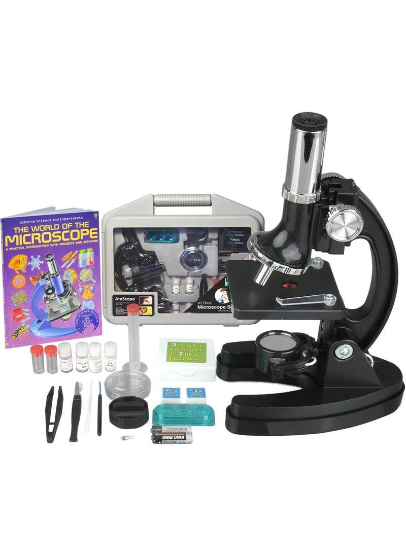 AmScope AmScope  120X1200X Kids 52 pc Microscope Science Kit  World of The Microscope Book  M30ABSKT2WM  Black  - Image 1