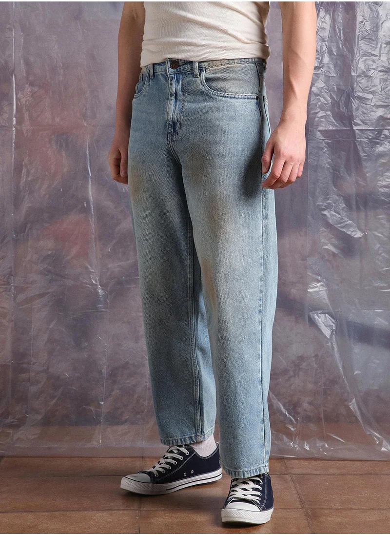 Hubberholme Indigo Baggy Jeans Washed design crafted from 100% Cotton with Button closure.