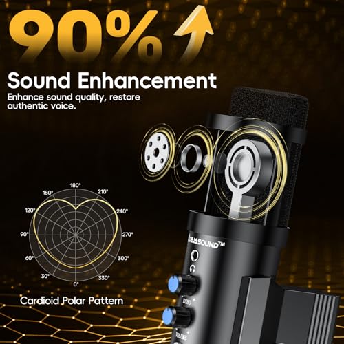 Dejasound Upgraded Studio Recording Microphone with Isolation Shield & Pop Filter - Music Condenser Mic for Podcasting, Singing, Home Studio - Sound for PC, Laptop, Smartphone - Image 2