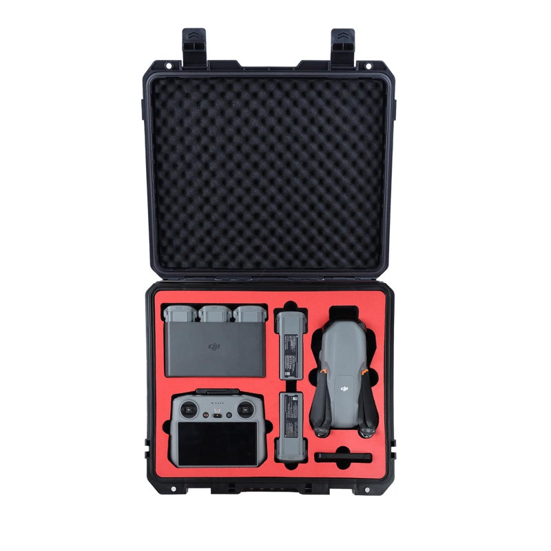 Drogear Waterproof Hard Case for DJI Air 3S Fly More Combo/Air 3 | Fits DJI RC2 / RC-N2 Remote Controller and Accessories | Up to 6 Batteries | Shockproof, Dustproof - Image 1