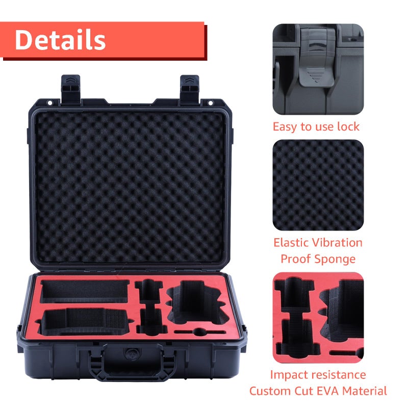 Drogear Waterproof Hard Case for DJI Air 3S Fly More Combo/Air 3 | Fits DJI RC2 / RC-N2 Remote Controller and Accessories | Up to 6 Batteries | Shockproof, Dustproof - Image 3