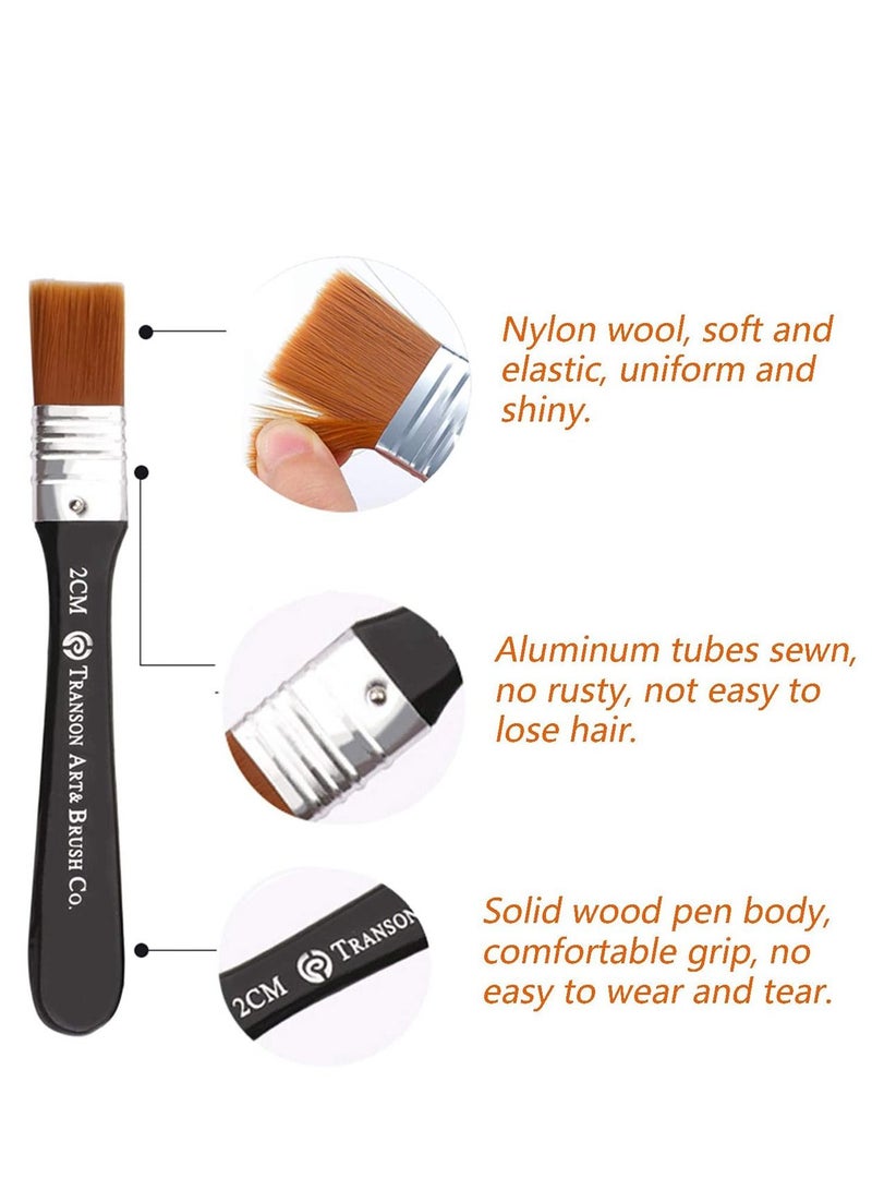 KASTWAVE Paint Brushes Set, 5 Piece Flat Brush Set, Multi-Purpose Assorted Size Wall Brushes, Flat Paintbrush, Flat Artist Paint Brush for Home Brushes Barbecue Oil Painting and Furniture Paints - Image 3