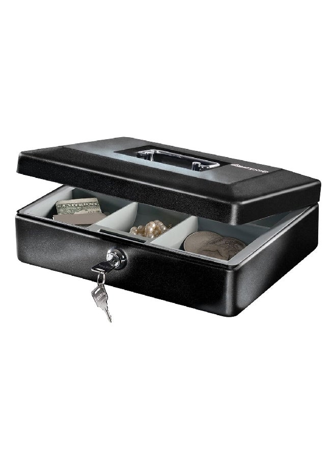 SentrySafe High Quality Sturdy Keyed Cash Box with Removable Tray Black 1kg CB-10  - Image 3