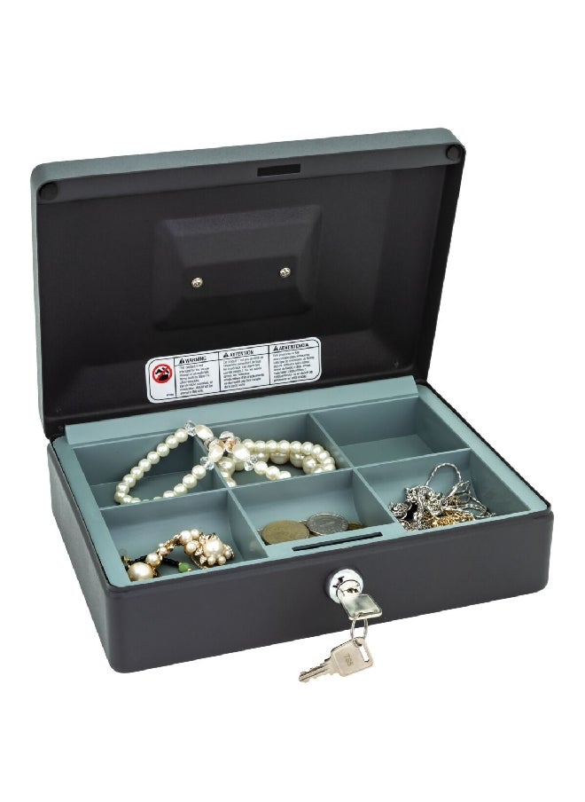 SentrySafe High Quality Sturdy Keyed Cash Box with Removable Tray Black 1kg CB-10  - Image 1
