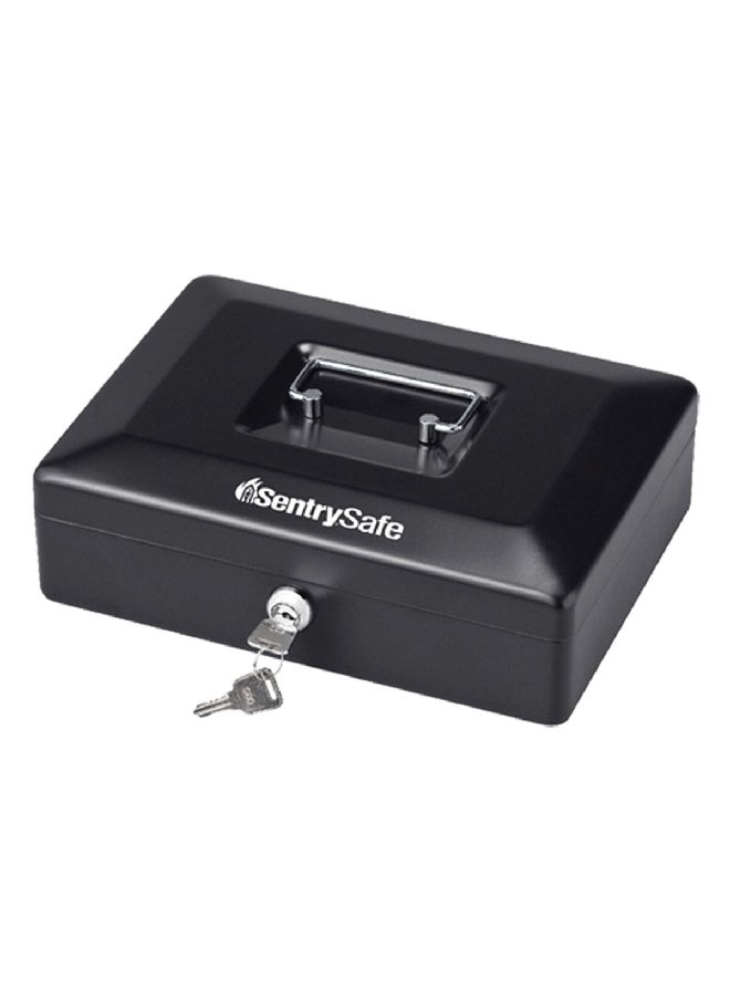 SentrySafe High Quality Sturdy Keyed Cash Box with Removable Tray Black 1kg CB-10  - Image 2