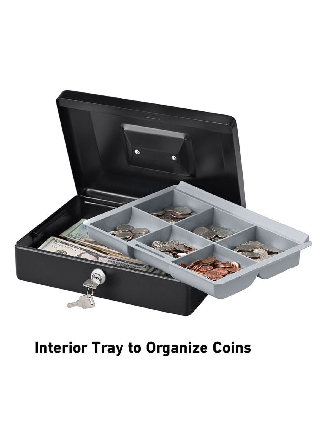 SentrySafe High Quality Sturdy Keyed Cash Box with Removable Tray Black 1kg CB-10  - Image 4