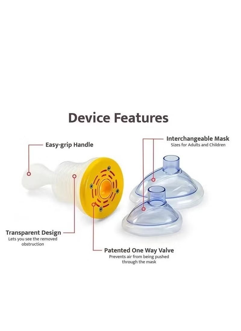 Choking Emergency Device, professional asphyxia first aid device for adults and children, suction obstruction device, and breathing trainer, with 2 masks of different sizes