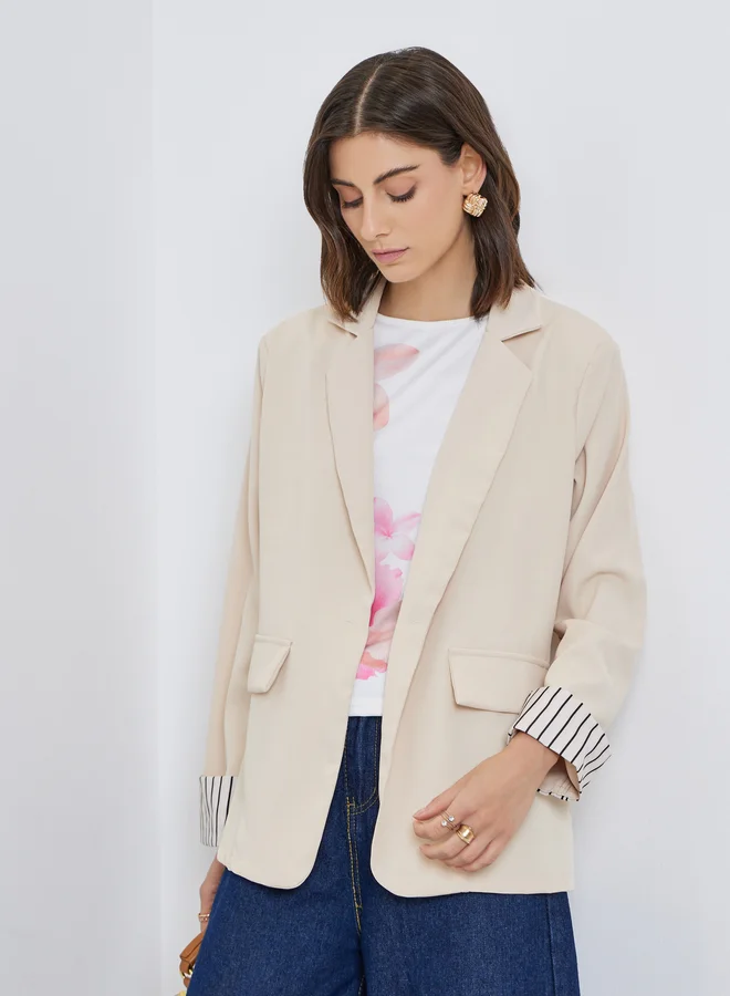 Take Two Take Two Women Striped Cuff Regular Fit Blazer
