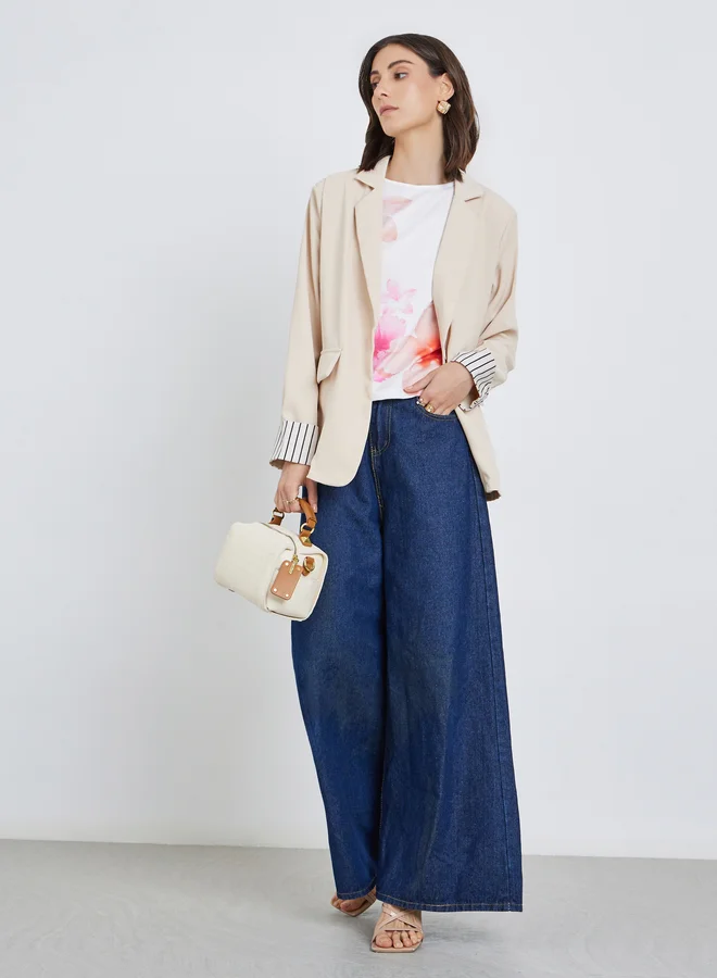 Take Two Take Two Women Striped Cuff Regular Fit Blazer