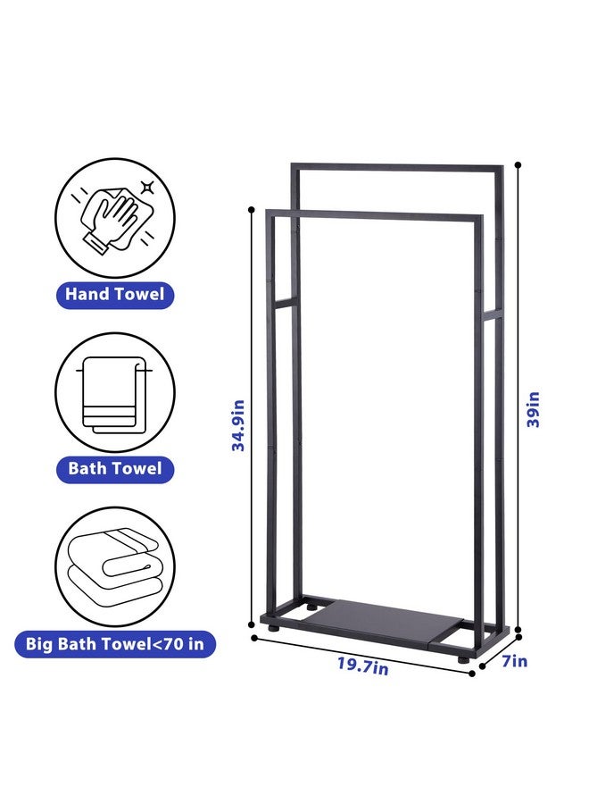 Alhakin Standing Towel Racks for Bathroom, 39'' Tall 2 Tier Bathroom Towel Stand with Storage Shelves, Modern Standing Pool Drying Rack for Outdoor, Black Blanket Holder, ALHAKIN - Image 5