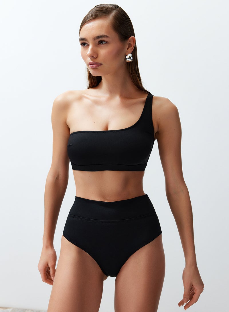 trendyol Black One Shoulder Covered Hipster High Waist Regular Basic Bikini Set Tbess24Bt00126 - Image 4